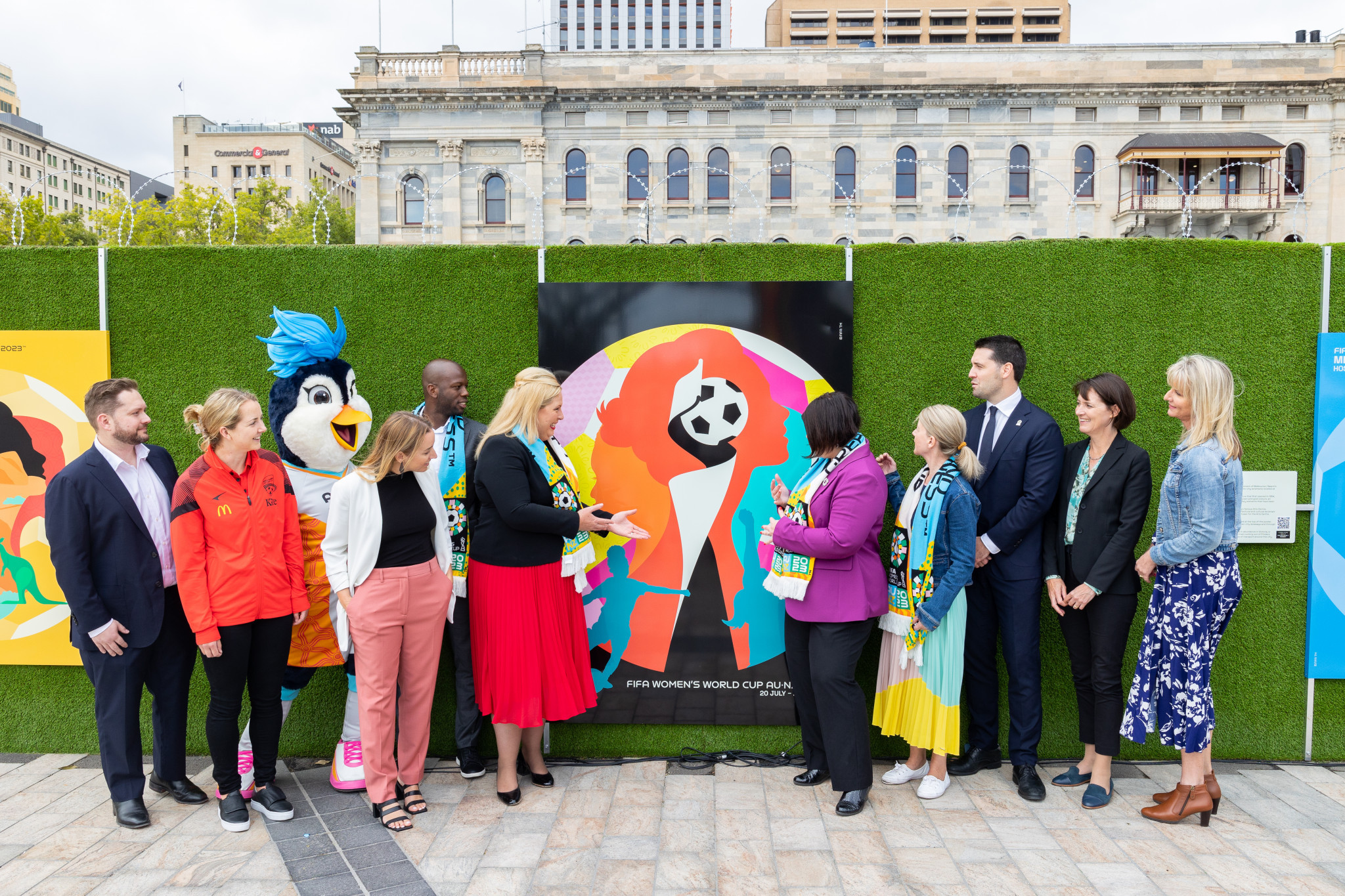 A FIFA Women's World Cup poster is unveiled at an outdoor gallery in Adelaide ©FIFA