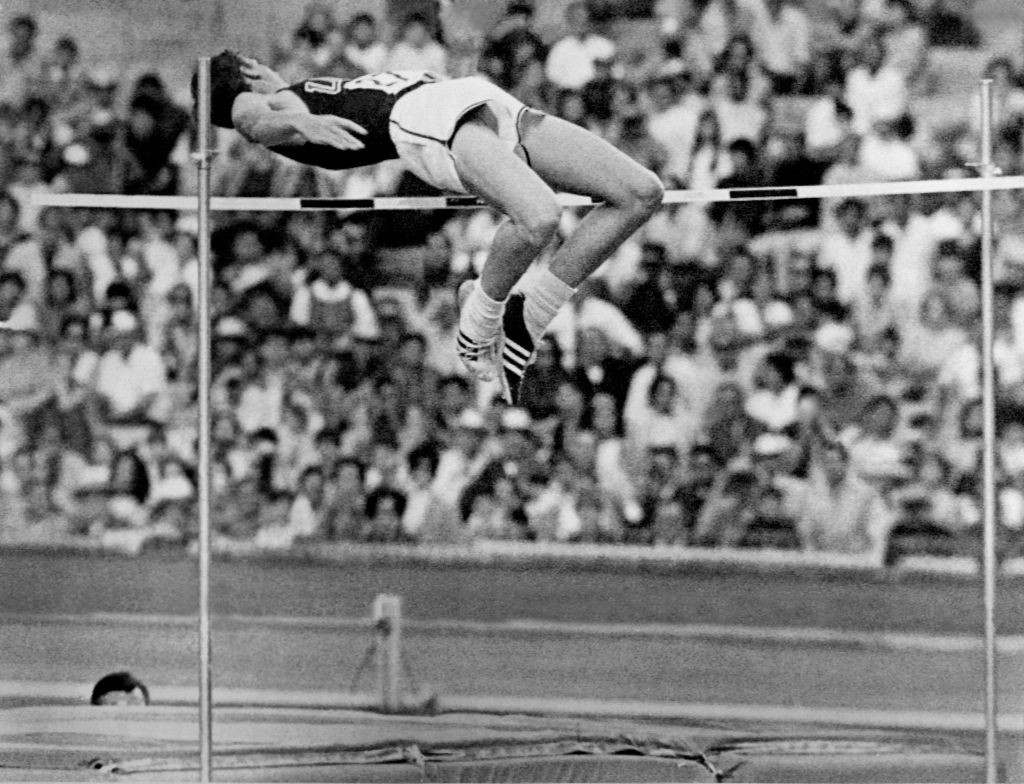 Dick Fosbury winning the Mexico City 1968 Olympic high jump title with his revolutionary Fosbury Flop technique ©Getty Images