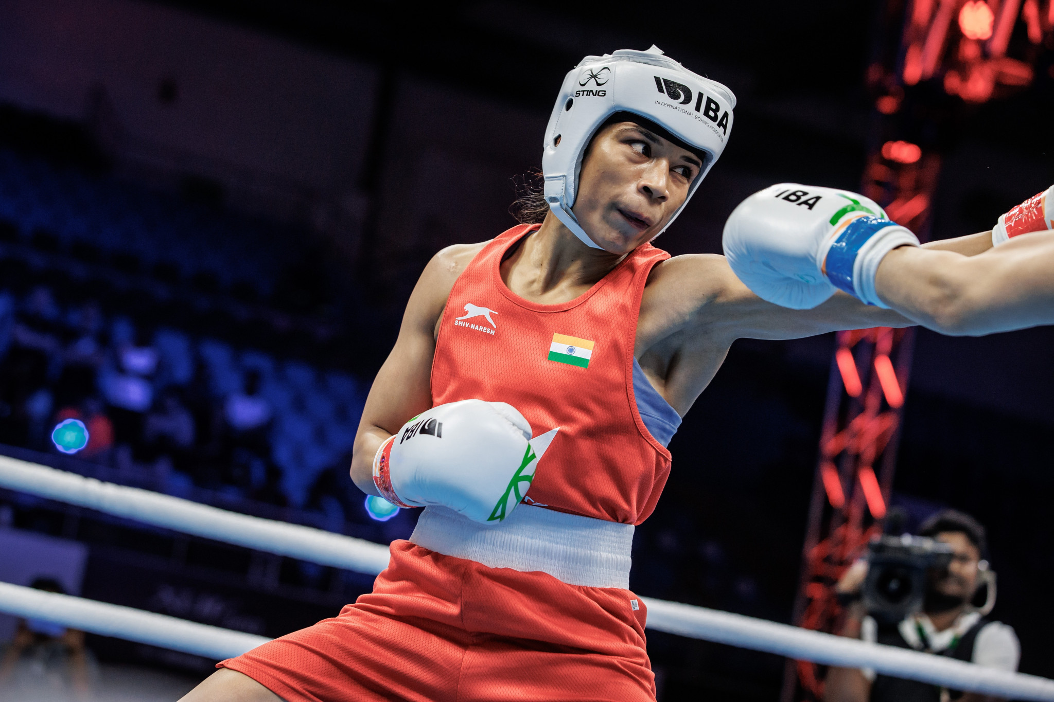 World champion Zareen Nikhat delivered India's first win of the day in the light flyweight class ©IBA