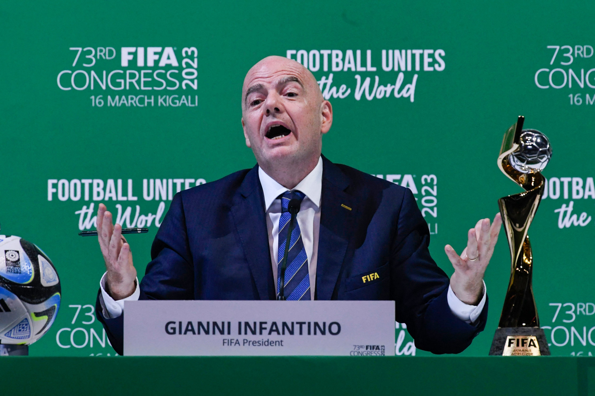In his Presidential address at the Congress, Infantino appeared to claim he drew inspiration for his 2016 Presidential election victory from Rwanda's response to the 1994 genocide ©Getty Images