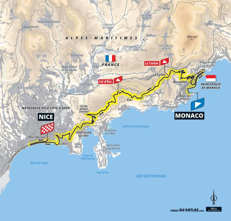 The 2024 Tour de France, displaced from Paris because of the staging of the Olympic and Paralympic Games, will conclude with a time trial between Monaco and Nice ©Tour de France