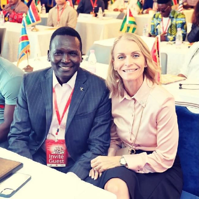 Namibia's Gaby Ahrens, right, has succeeded Kenya's Paul Tergat, leftl as chairperson of the ANOCA Athletes' Commission ©Gaby Ahrens 