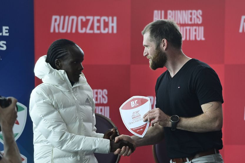 Kenya's Purity Changwony, provisionally suspended by the Athletics Integrity Unit, finished second in the 2022 Prague Marathon in 2:25:11 - her most recent race ©RunCzech