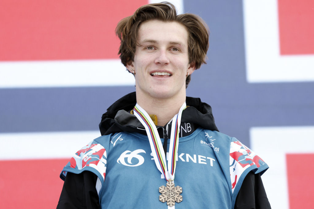 Norway's Birk Ruud won his second successive FIS freestyle overall title after slopestyle victory today in Tignes ©Getty Images