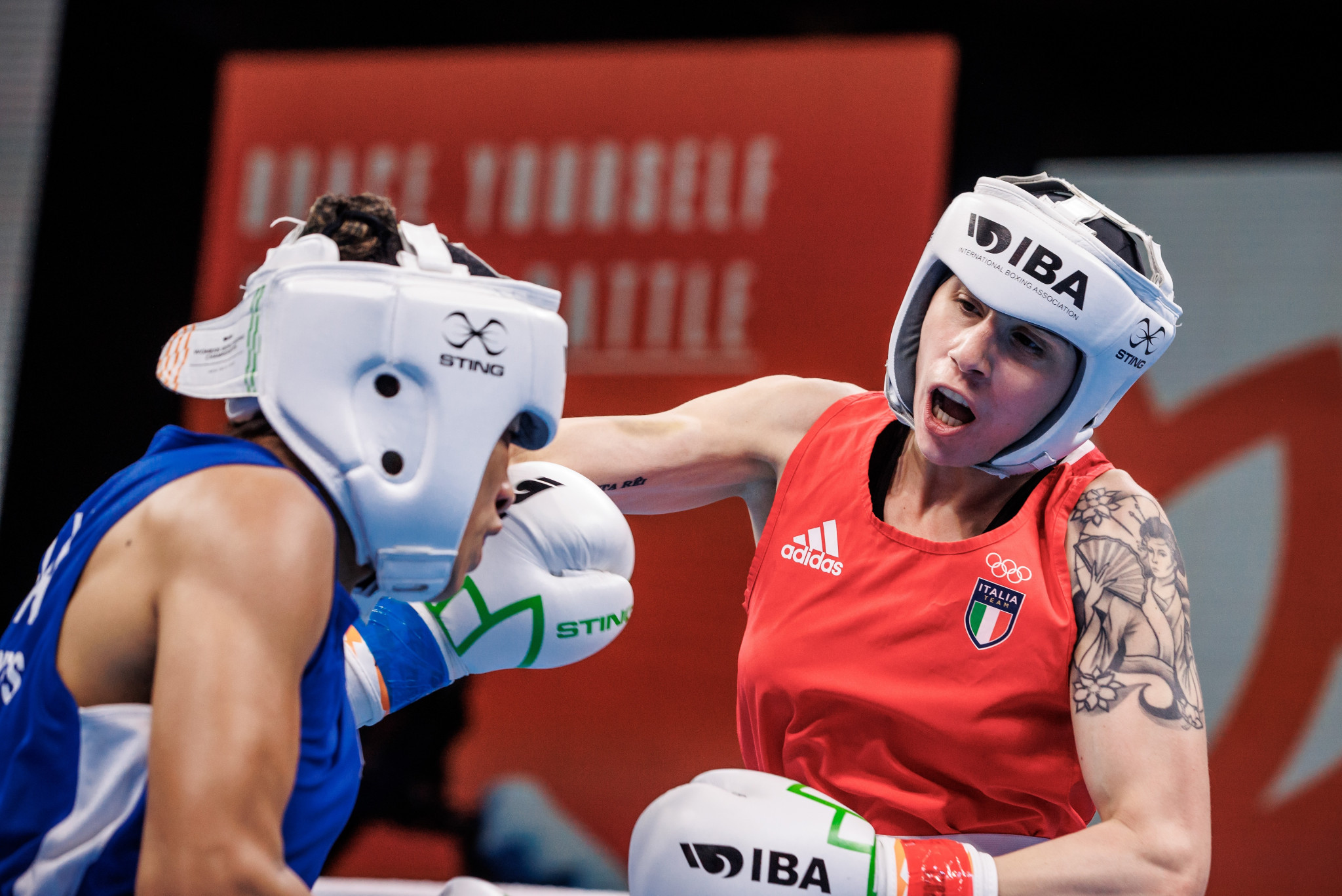 Olympic bronze medallist Irma Testa of Italy overcame the challenge of Leilany Noshbet Reyes Moreno of Guyana in a closely-fought battle ©IBA