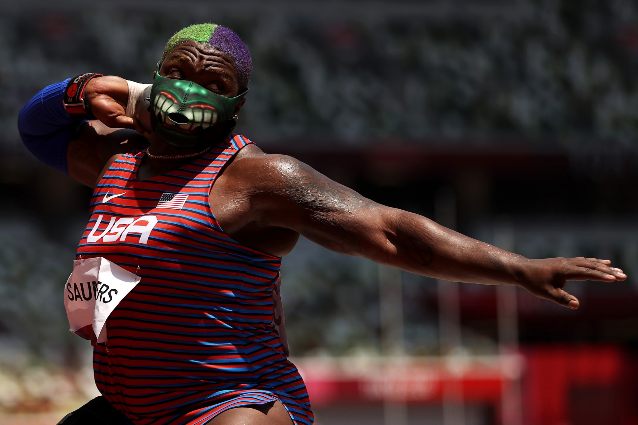 Olympic shot put medallist Raven Saunders says she takes "full responsibility" after being handed an 18-month suspension for committing three whereabouts failures in the space of one year ©Getty Images  