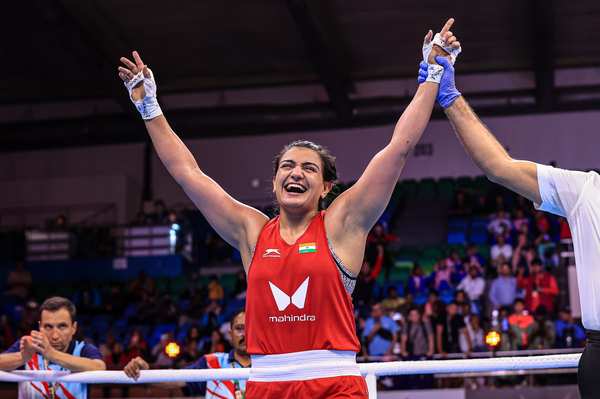 Saweety delights the Indian fans when she booked her place in the light heavyweight gold-medal bout ©IBA