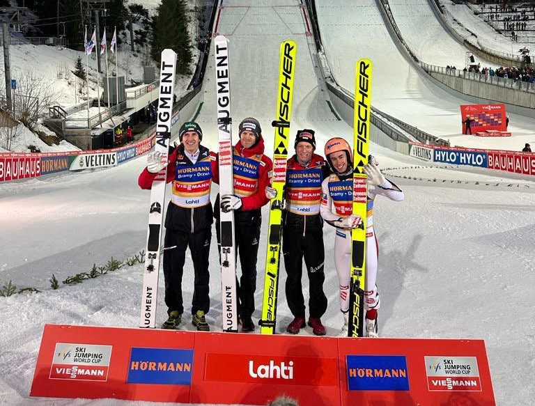 Austria prevailed today in Lahti in the men's large hill team contest ©FIS