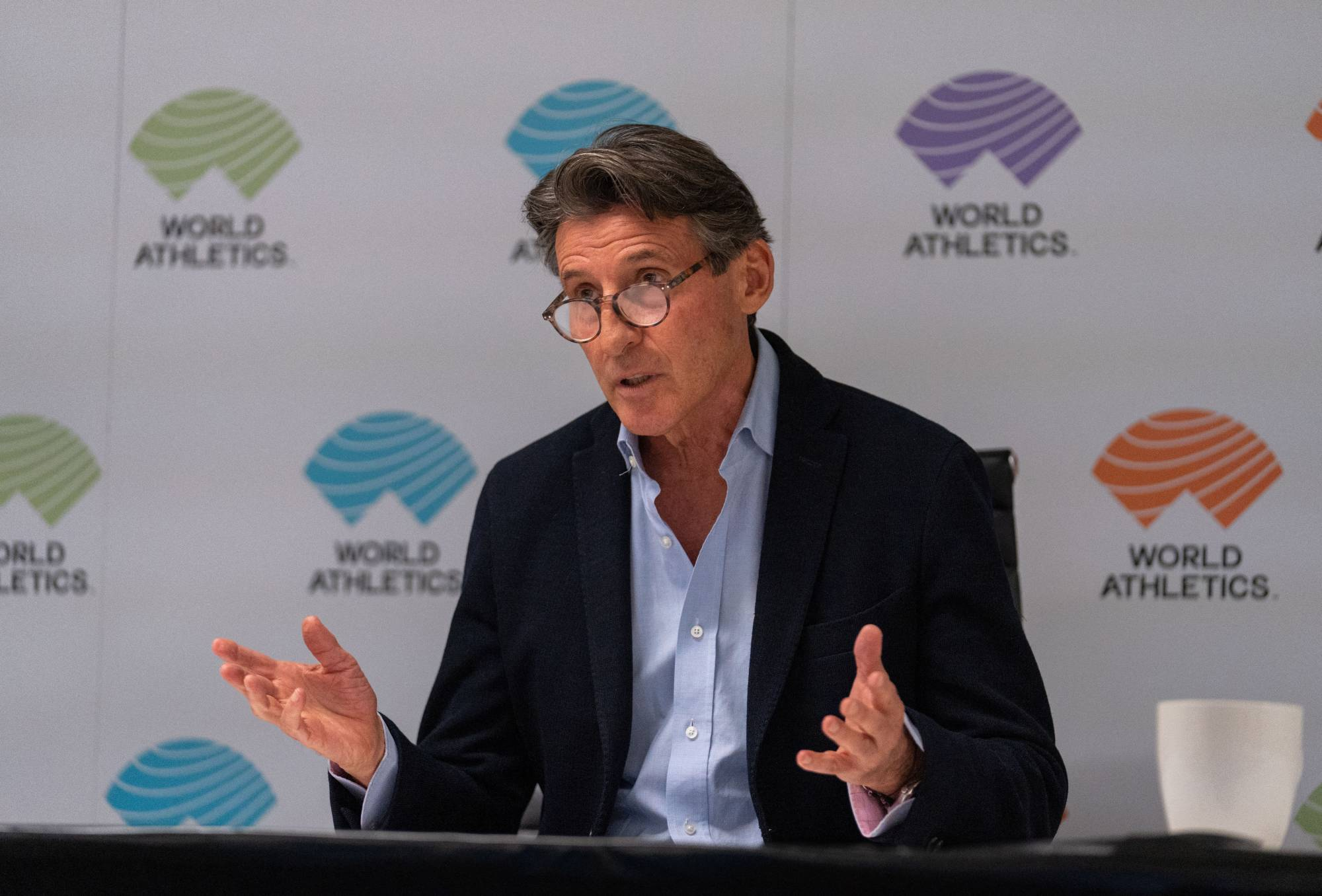 World Athletics President Sebastian Coe announcing that male-to-female transgender athletes who have been through male puberty would be excluded from female World Rankings competition from March 31 ©World Athletics