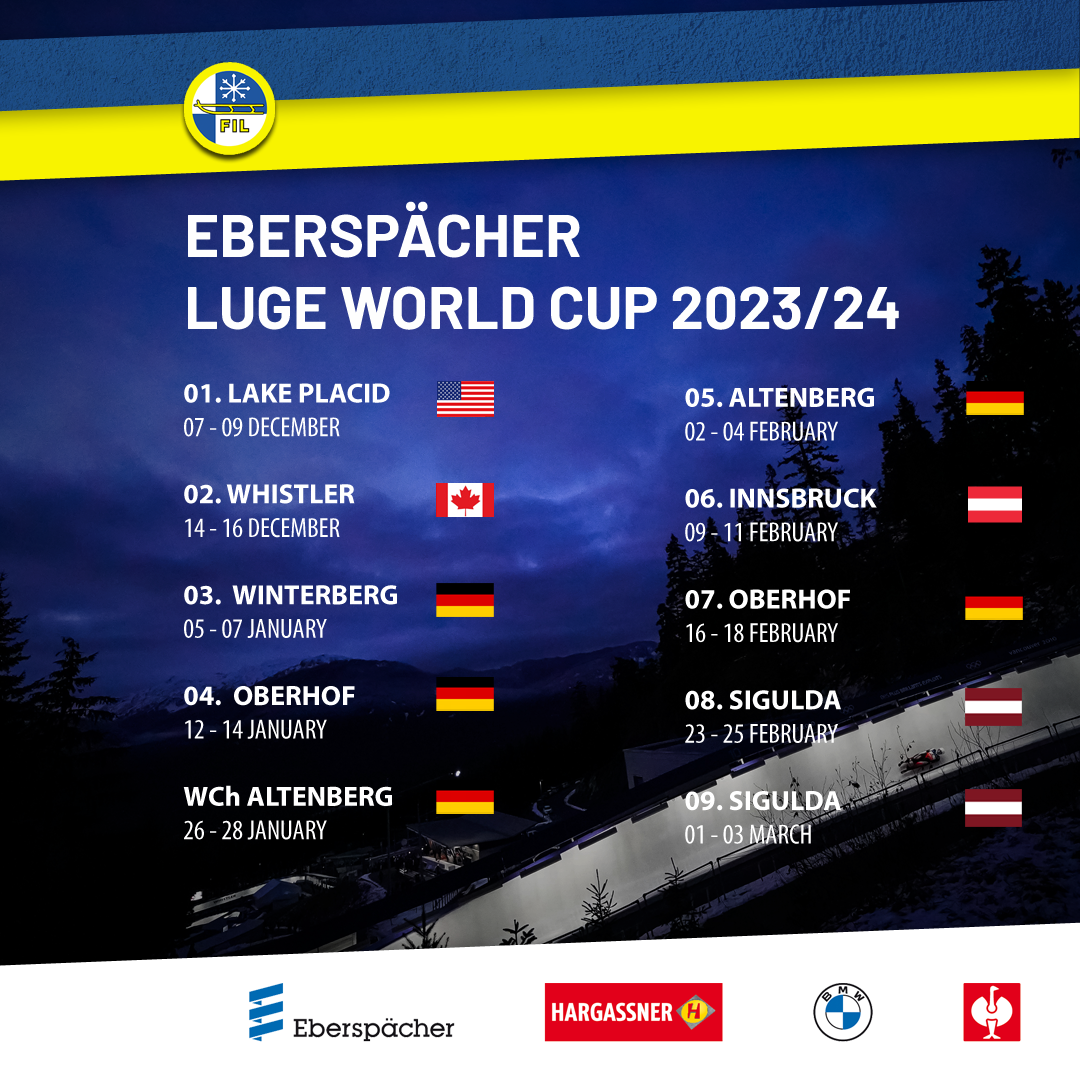 There are nine planned stops on next season's FIL Luge World Cup, including four plus the World Championships in Germany ©FIL