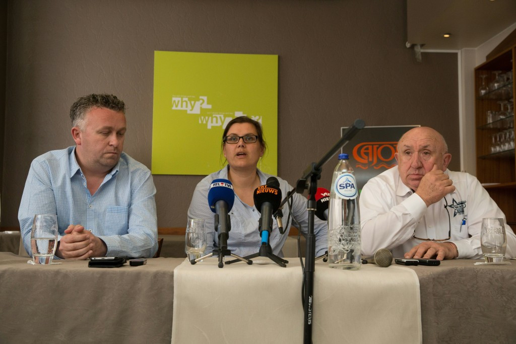 Wanty-Groupe Gobert press officer José Been (centre) refused to blame the motorbike rider involved in Antoine Demoitié's death