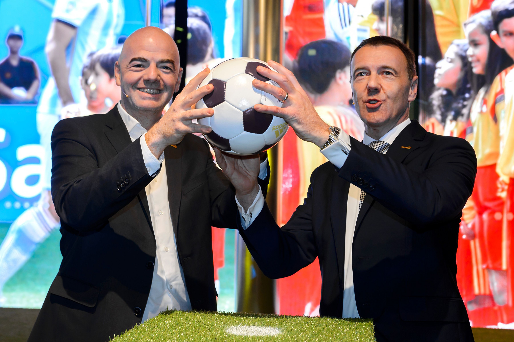 Sepp Blatter's predecessor as FIFA President, Gianni Infantino, left, had opened the Museum in 2016 ©Getty Images