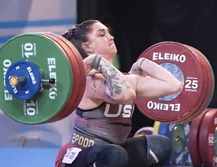 The United States' Mattie Rogers missed out on the medals at the Pan American Weightlifting Championships in  Bariloche following a controversial call by the judges ©YouTube