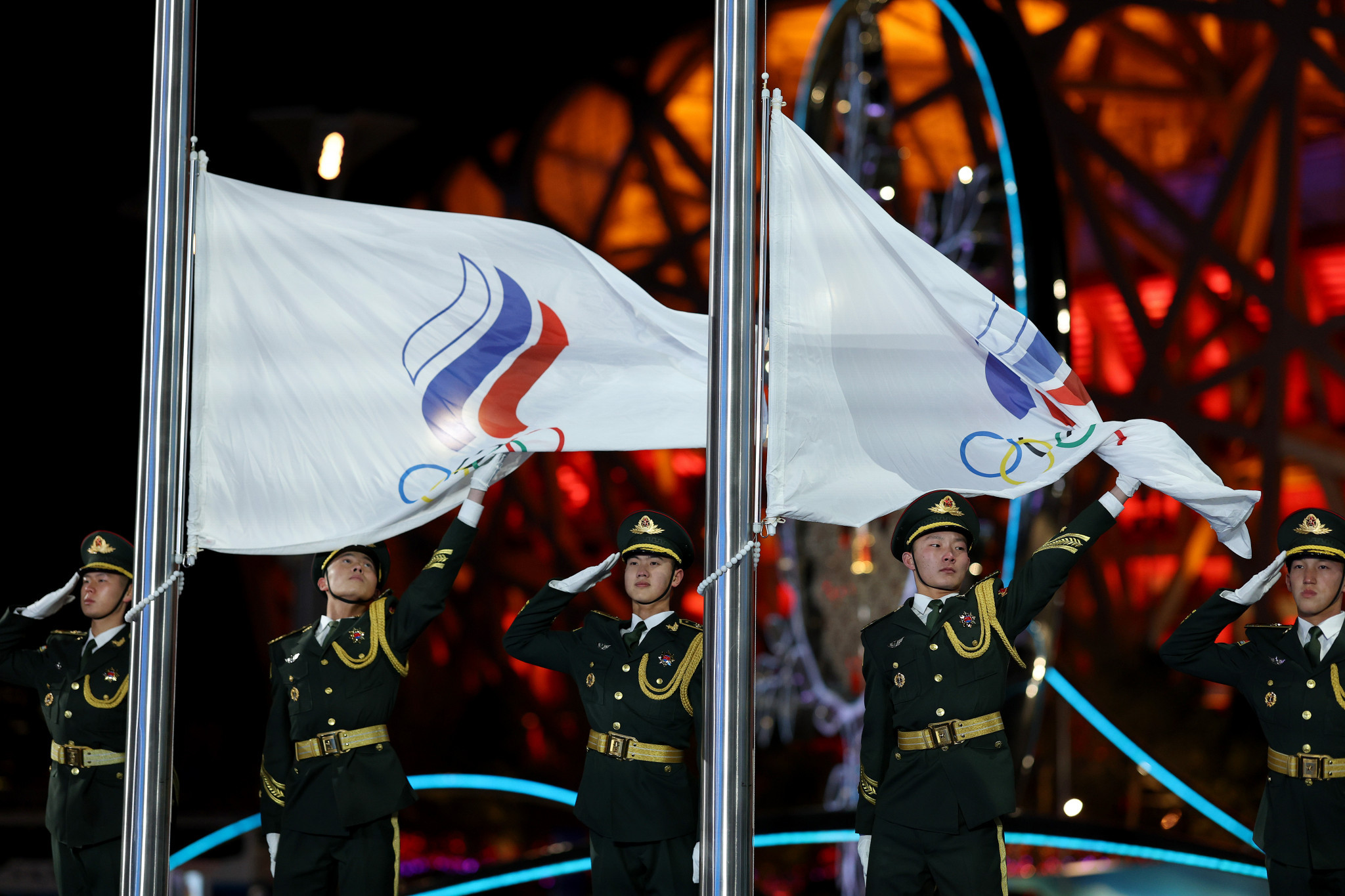 The Russian flag was not permitted at the two Olympics before the invasion of Ukraine due to widespread doping ©Getty Images  