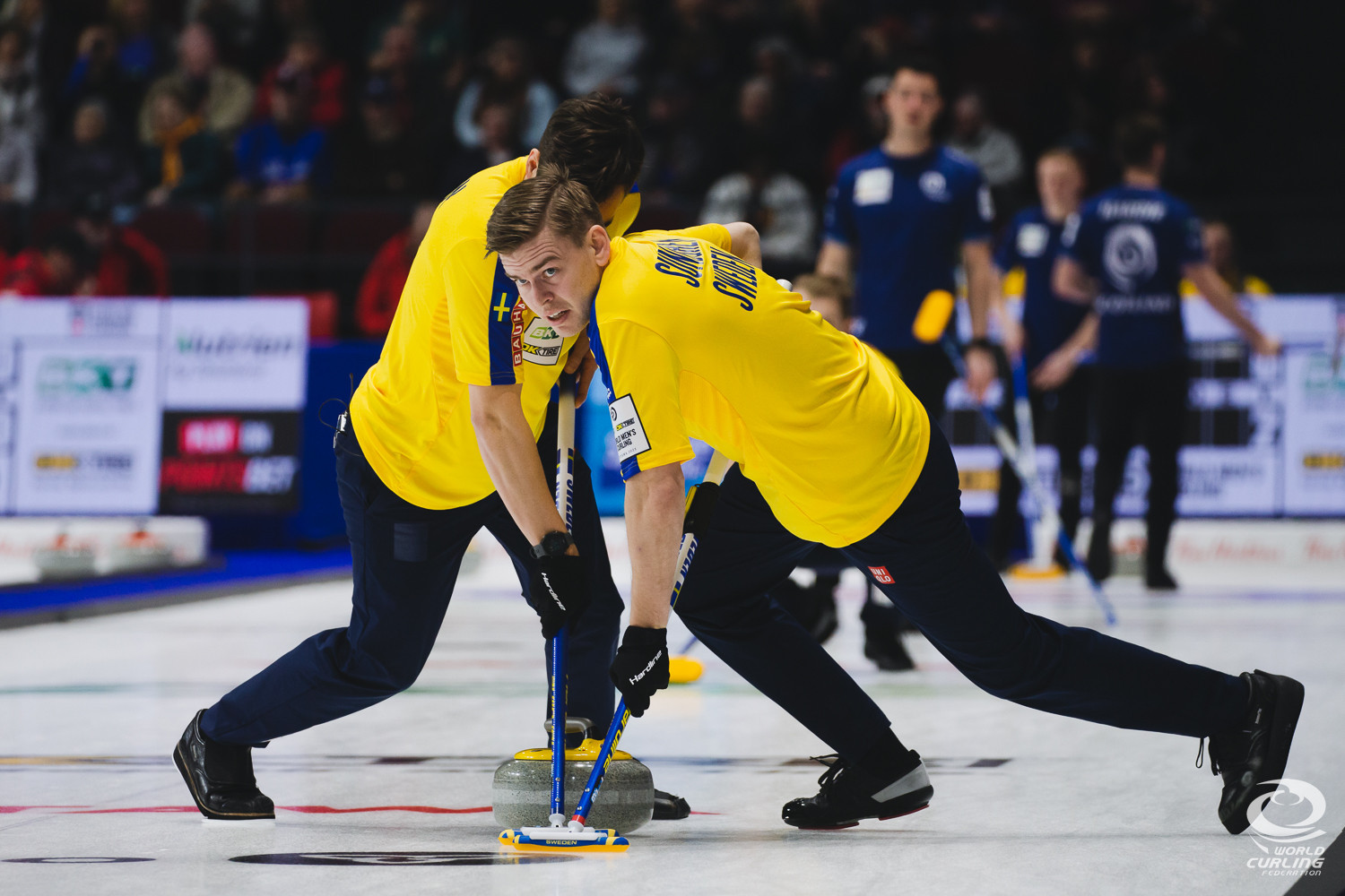 Sweden are one of four unbeaten teams remaining at the World Men's Curling Championship ©World Curling