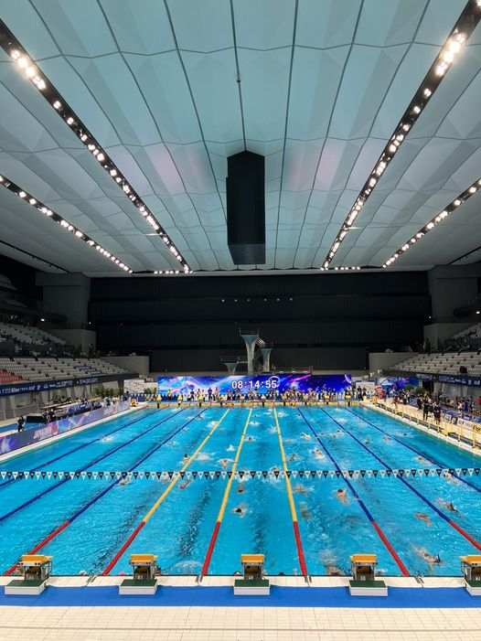 The newly reconfigured Tokyo Aquatics Centre is hosting the Japan Swim meeting ©JASF