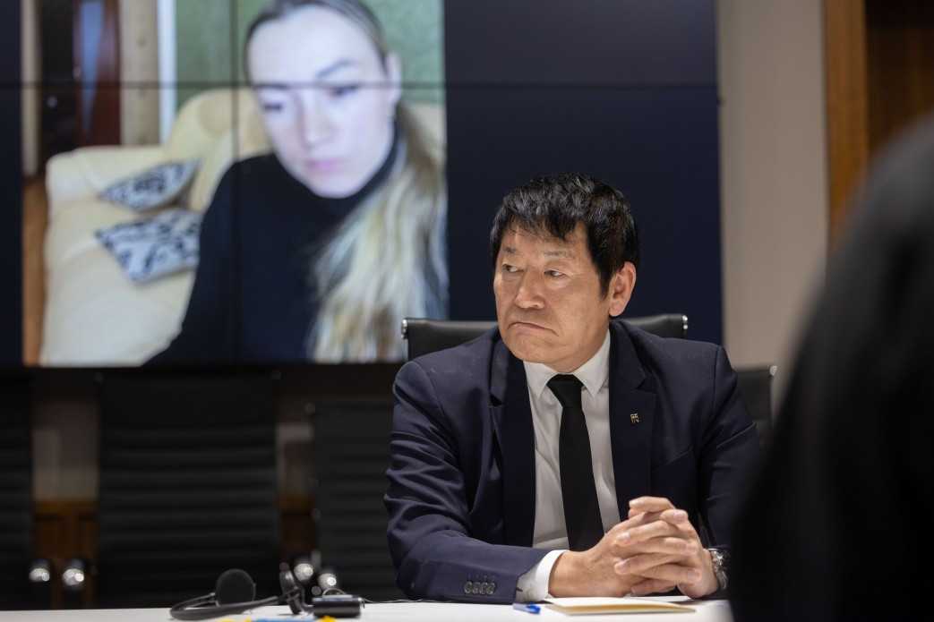 Morinari Watanabe is a firm supporter of Russian and Belarusian gymnasts competing if they have no involvement or support for the war ©Office of the President of Ukraine
