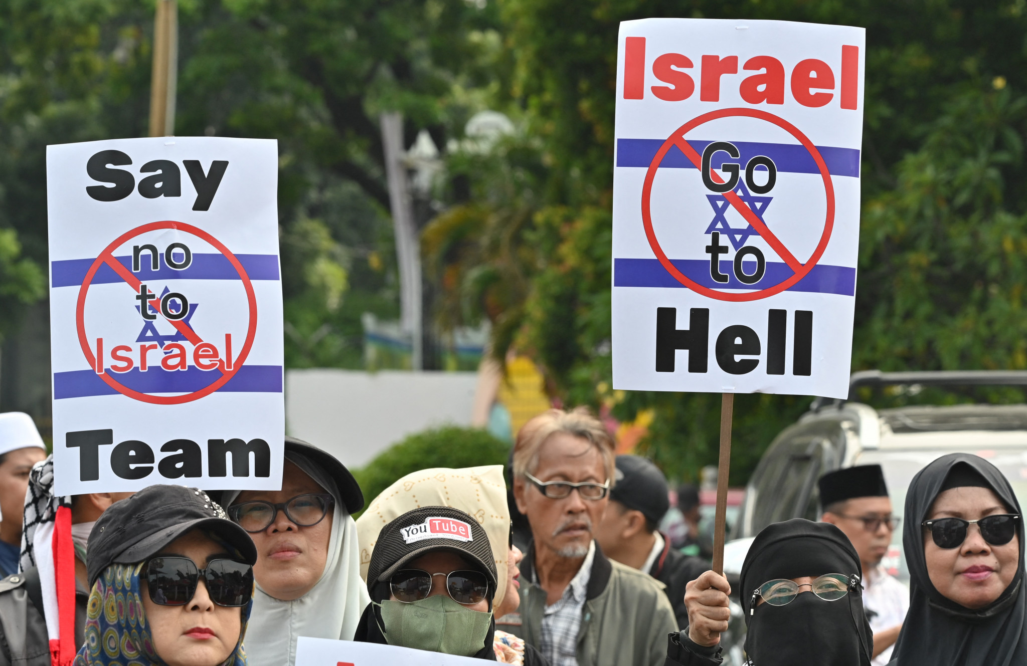 Protests took place in Jakarta against Israel's participation in the Under-20 World Cup, which was subsequently stripped from Indonesia ©Getty Images