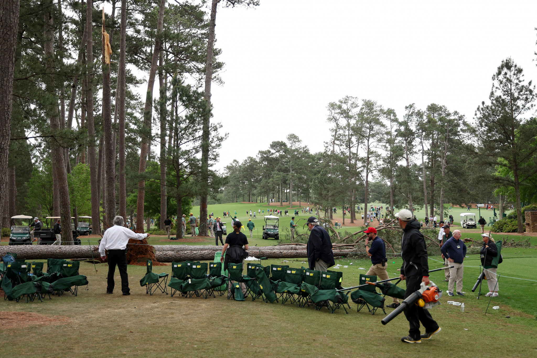 Play ends early after trees fall on course during day two of the Masters 