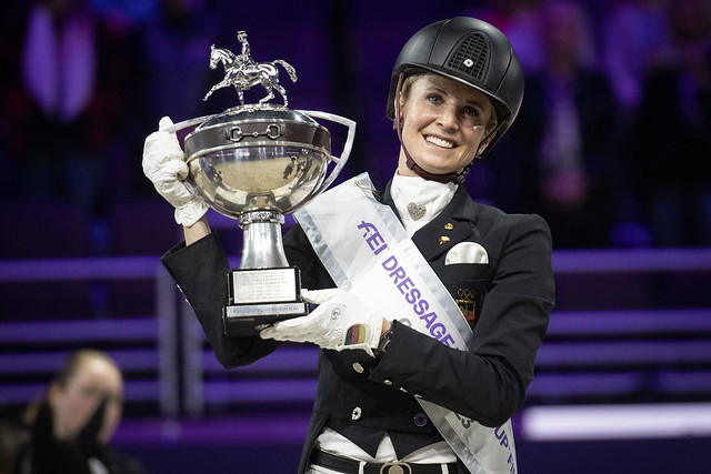 Germany’s Jessica von Bredow-Werndl, riding TSF Dalera BB, retained her Dressage World Cup title in Omaha ©FEI