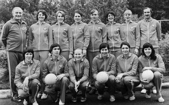 Larisa Bergen, far left in front row, was part of a successful Soviet Union volleyball team that lifted the European Championship twice and World Cup once, as well as winning an Olympic silver medal ©Facebook 