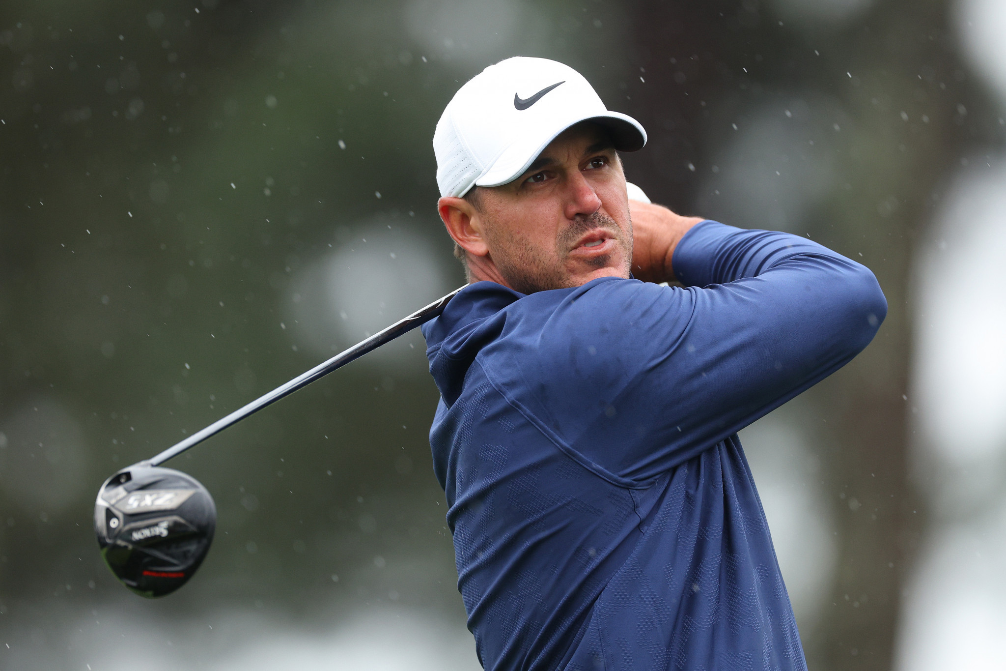Brooks Koepka led The Masters Tournament by four shots before the suspension of play on day three due to heavy rain ©Getty Images