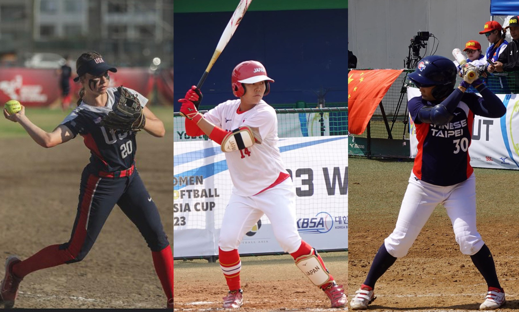 The United States, left, remain top of the latest women's softball world rankings ©WBSC