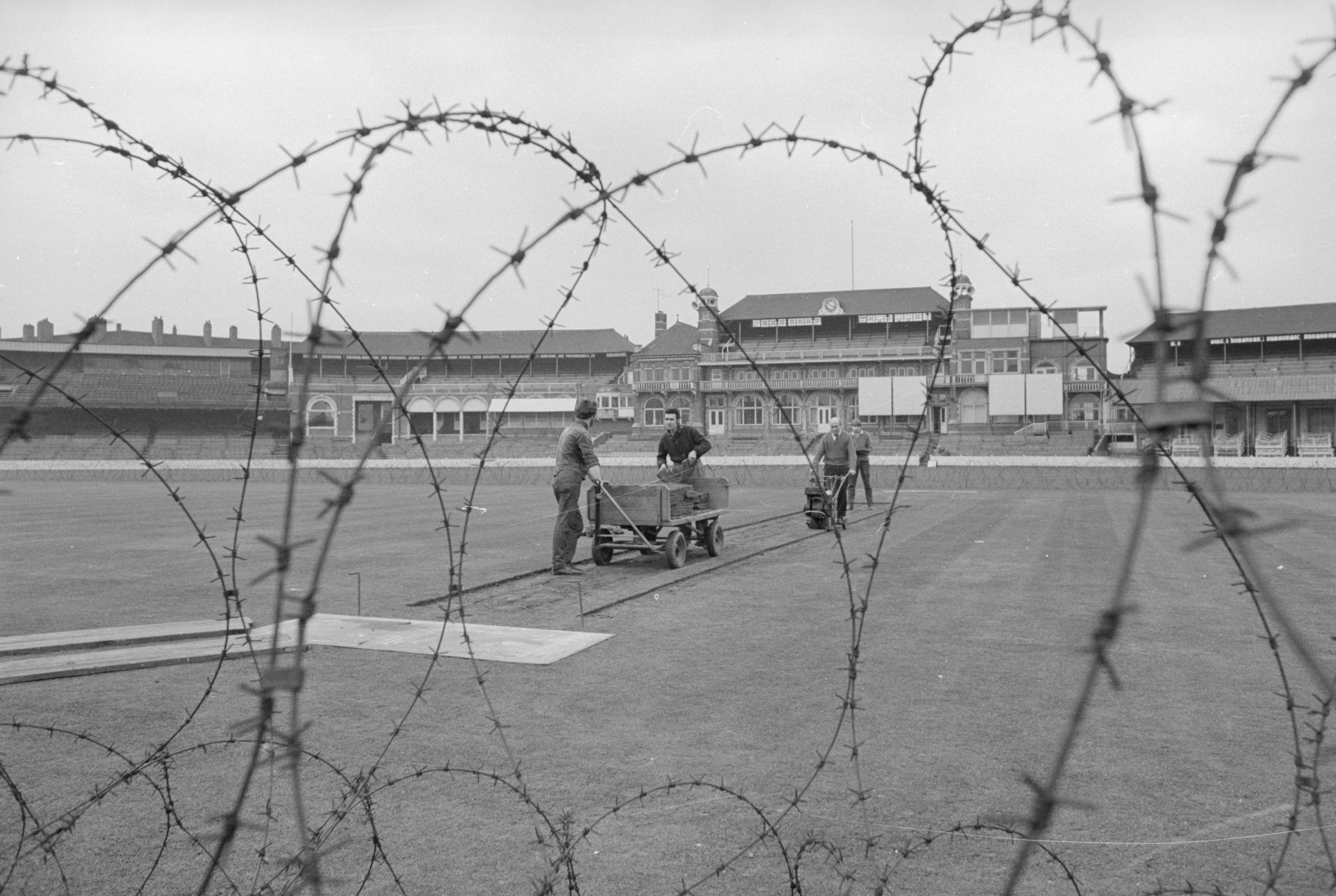 In 1970, the threat of protests against the South African cricket tour prompted many grounds to put up barbed wire barriers ©Getty Images
