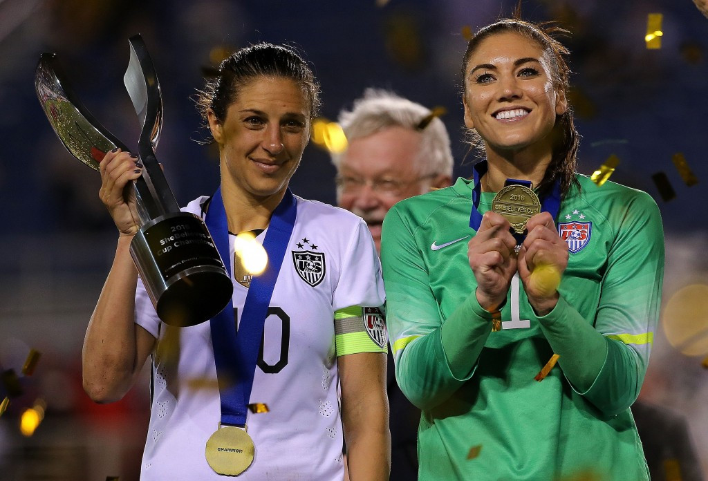 Carli Lloyd and Hope Solo are two of the players involved in the lawsuit against the United States Soccer Federation ©Getty Images