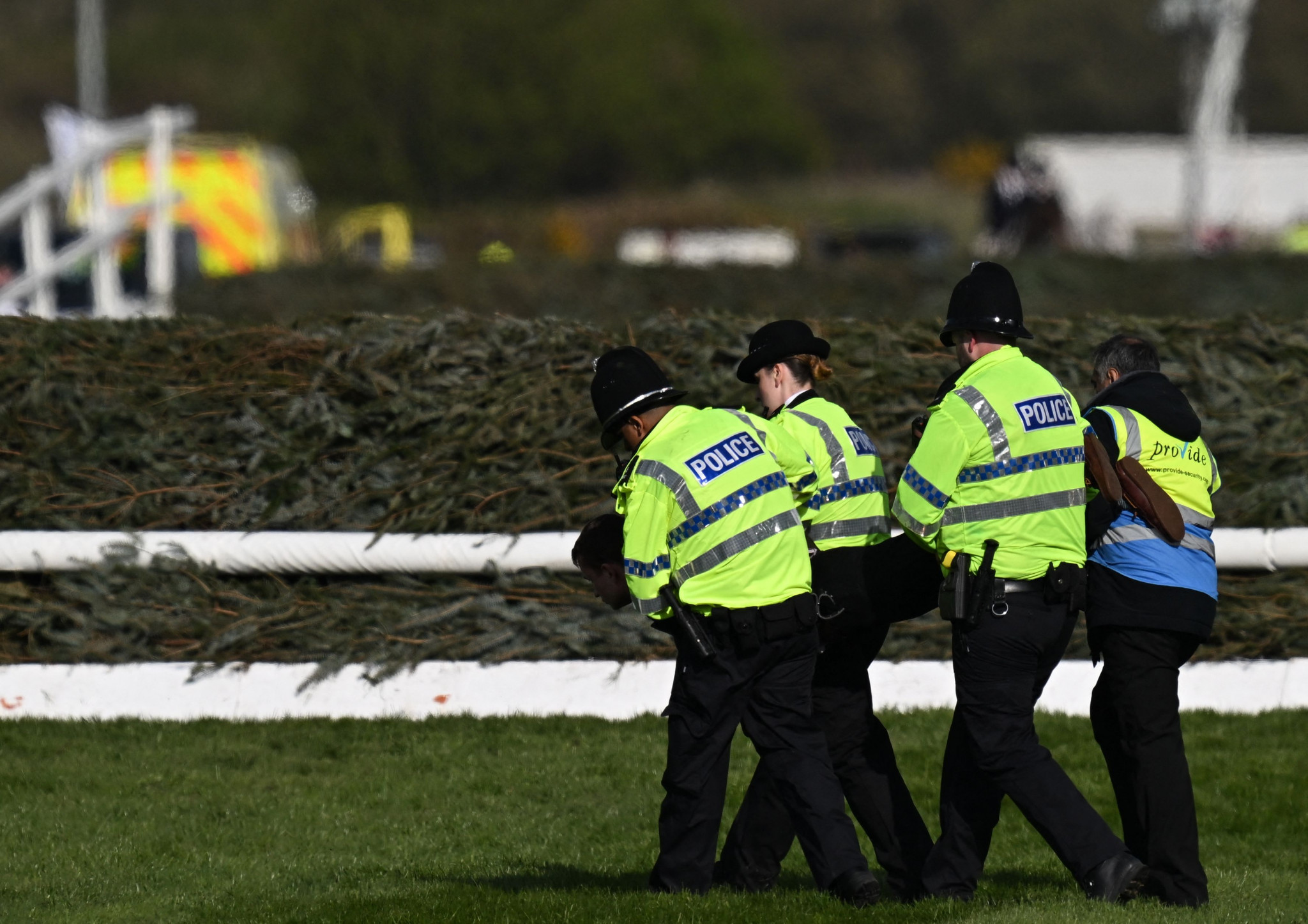 The start of the Grand National was delayed by 15 minutes after protesters invaded Aintree Racecourse ©Getty Images