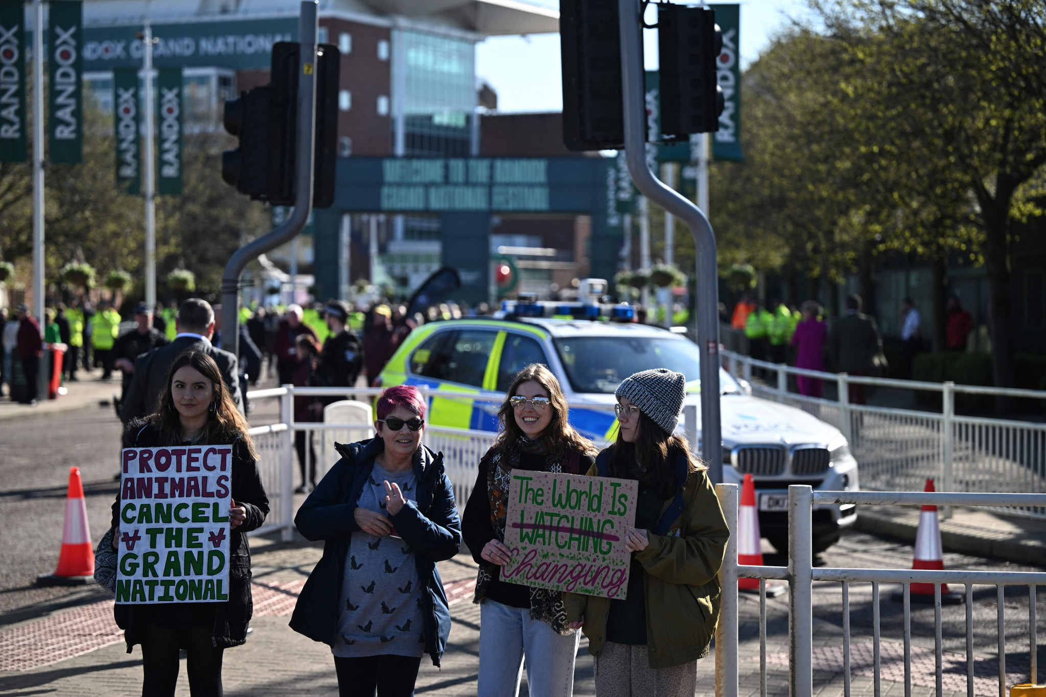 A protest was also held outside Aintree Racecourse in the build-up to the race, calling for it to be cancelled ©Getty Images