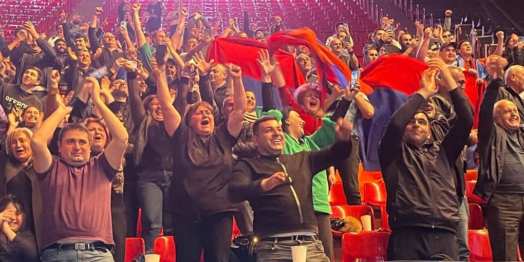 Armenian fans in celebratory mood at the European Weightlifting Championships ©Brian Oliver