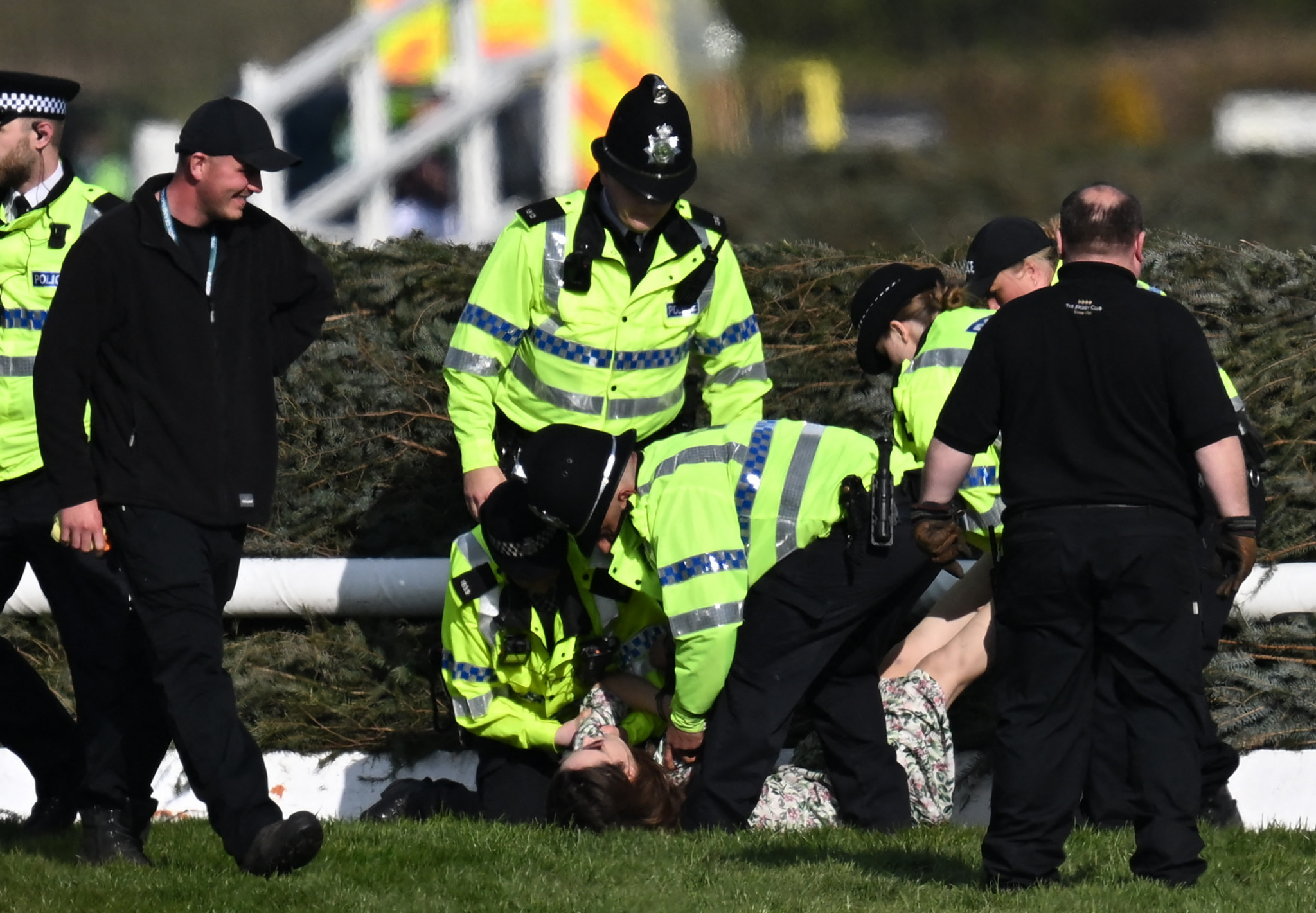 Animal rights protesters caused a 15-minute delay to the Grand National at Aintree ©Getty Images
