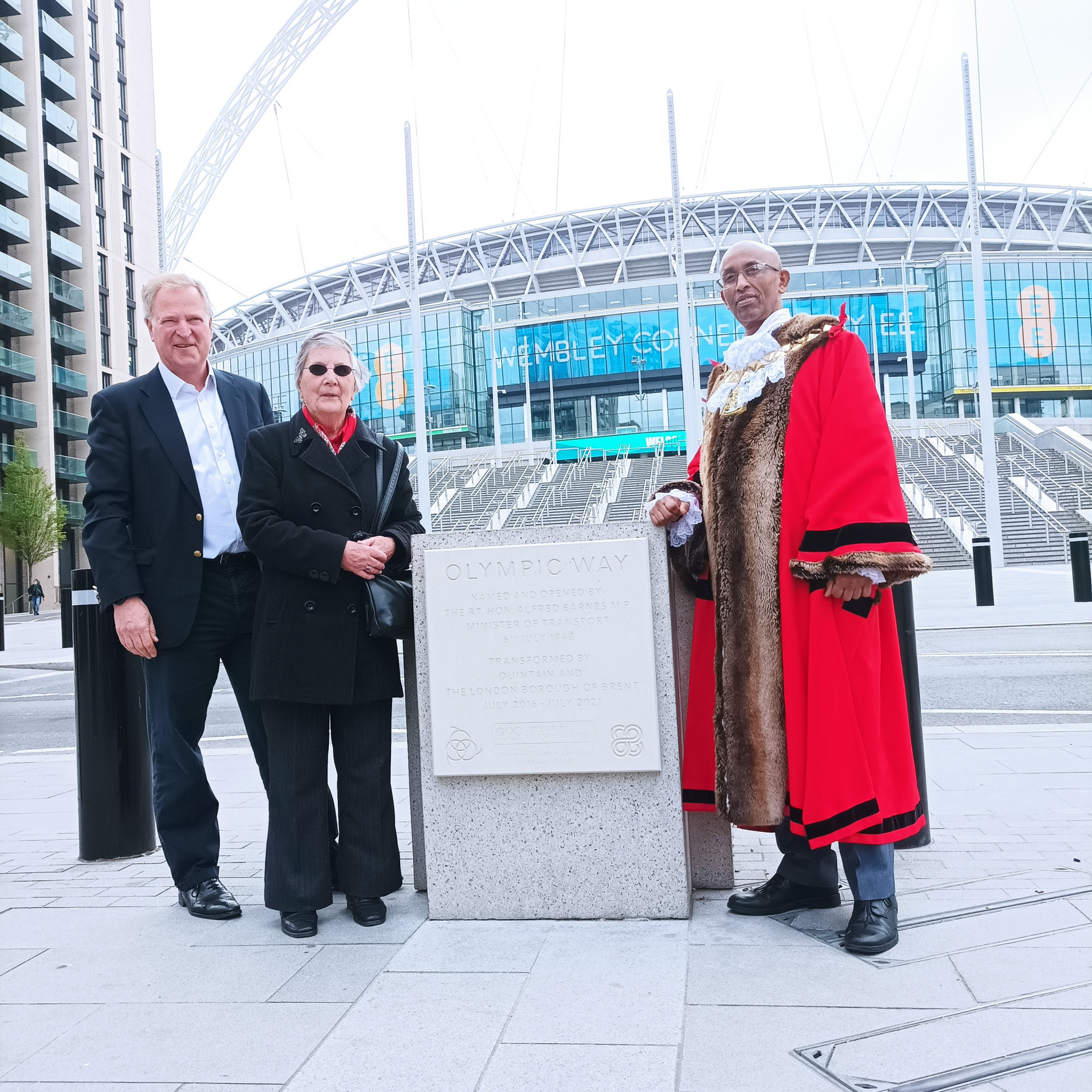 A new plaque was unveiled at Wembley to commemorate 75 years since the Olympic Way was opened ©ITG