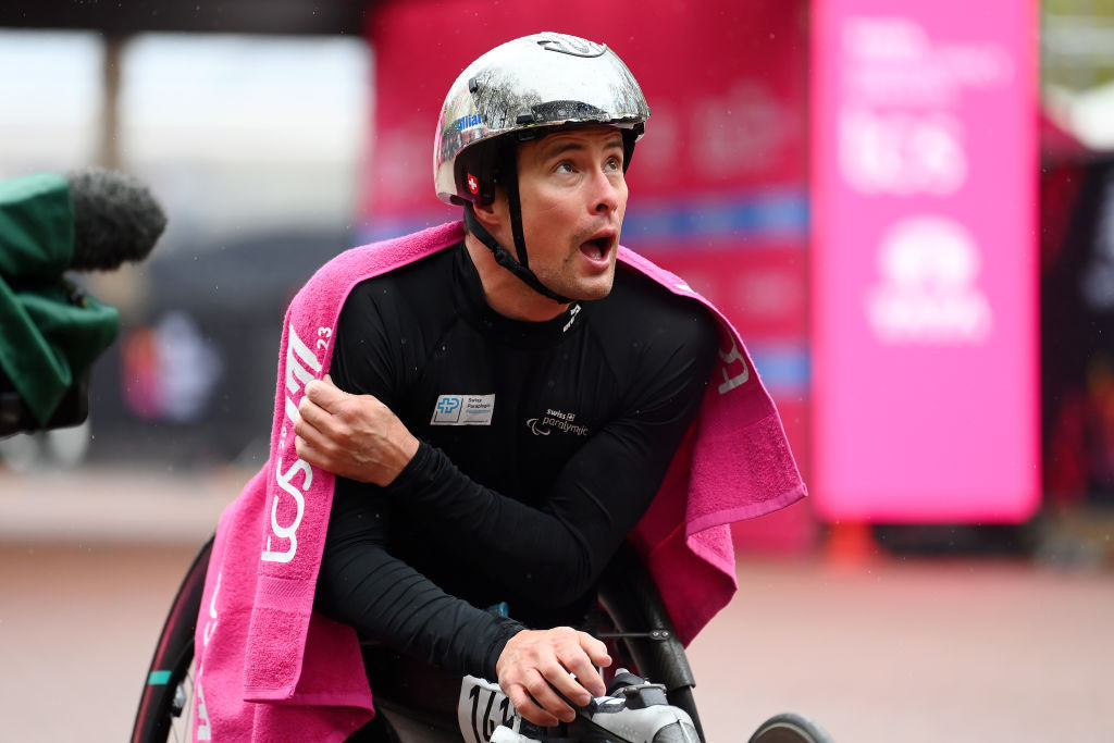 Hug shatters own course record for third London Marathon men’s wheelchair win