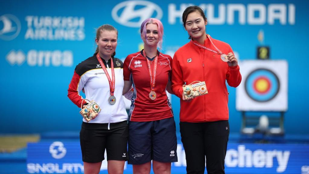 Britain's Penny Healey, 18, won her first Archery World Cup title in the women's individual recurve in Antalya ©World Athletics