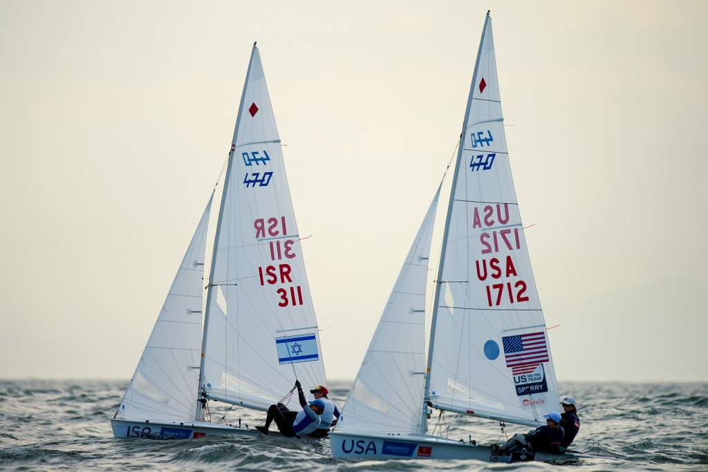 Gil Cohen and Nina Amir ensured Israel's qualification for Rio 2016 in the women's 470 class ©Getty Images