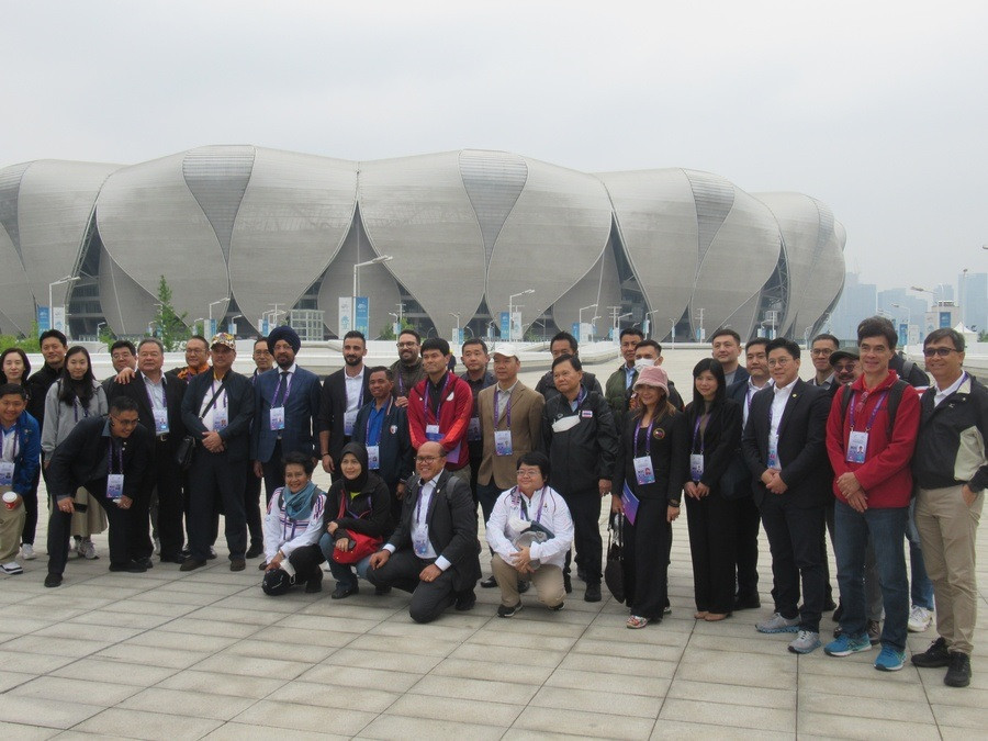 Chefs de Mission of all 45 nations got the chance to tour the Hangzhou 2022 venues including the "Big Lotus" ©OCA