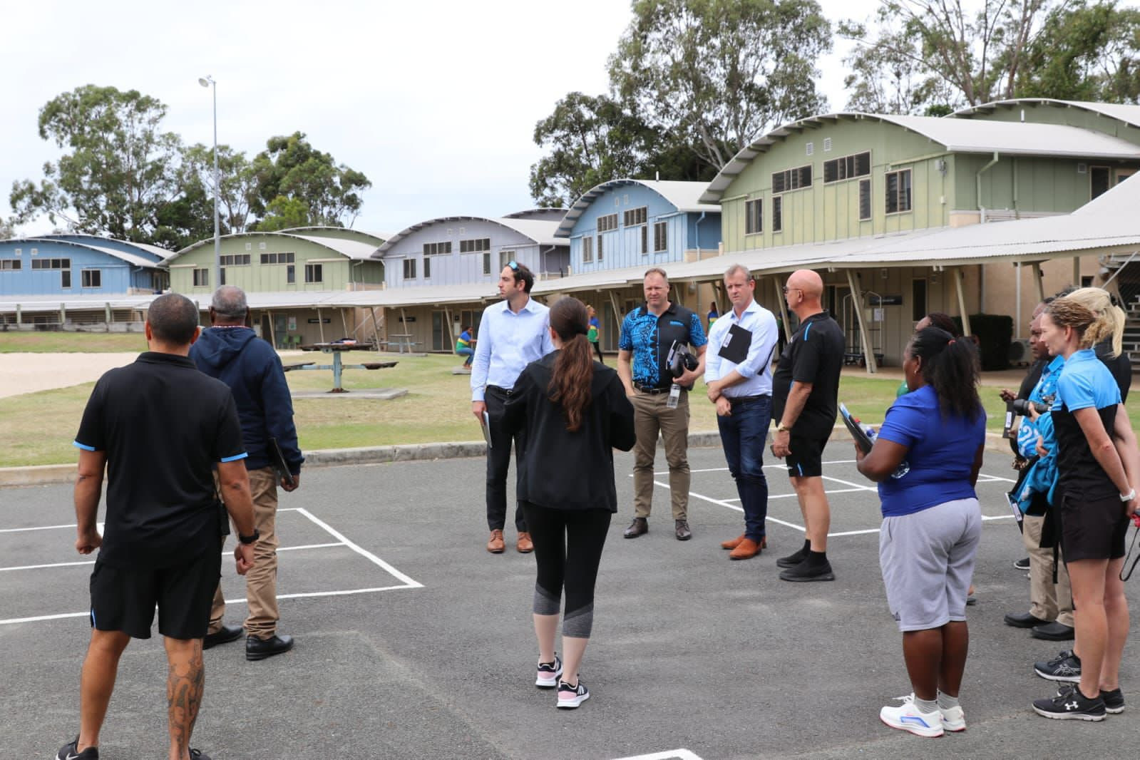 Executive director of Solomon Islands National Institute of Sports, Aaron Alsop, took Australia's High Commissioner to Solomon Islands, Rod Hilton, on a tour of the Gold Coast Performance Centre ©Rod Hilton/Twitter