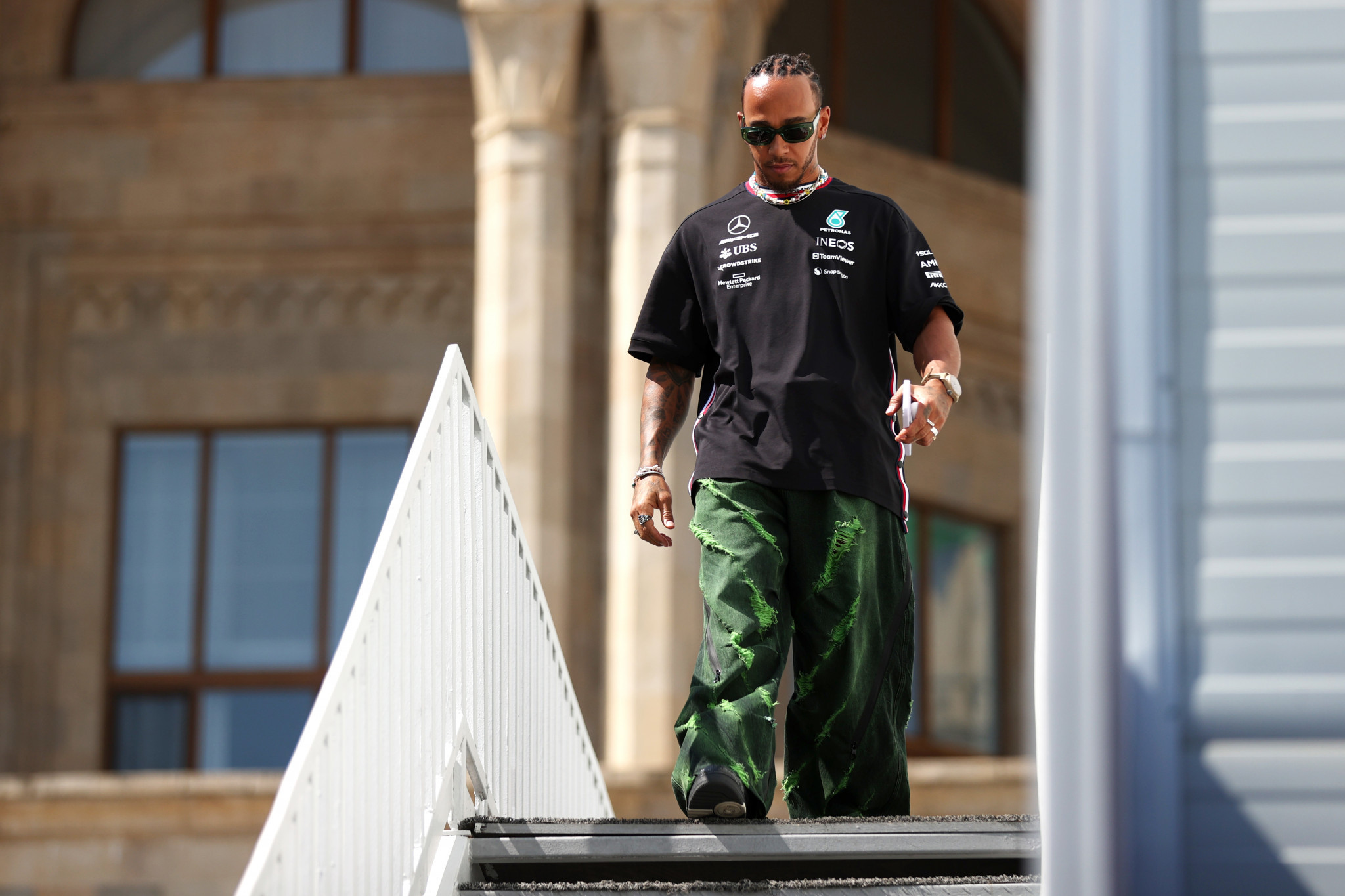 The Dutchman's Mercedes rival Lewis Hamilton is another of a trio that could make history in Baku ©Getty Images