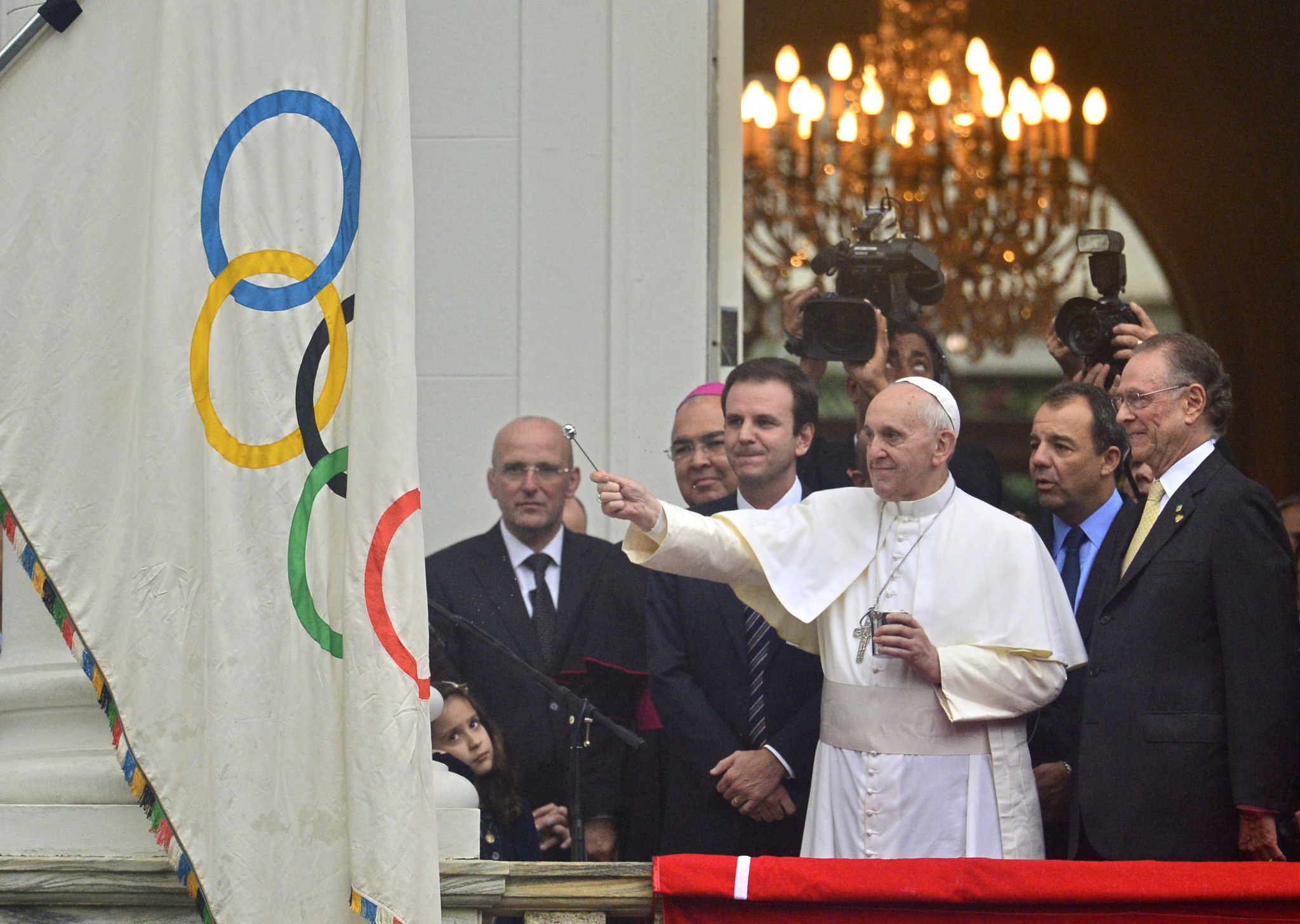 Pope Francis blessed the Olympic and Paralympic Flags in Rio de Janeiro during his first overseas visit after his election ©Getty Images
