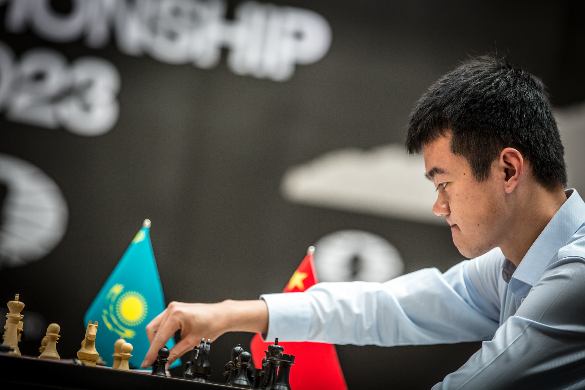 China's Ding Liren was in the ascendancy going into midgame, but hung on for a draw ©FIDE/Anna Shtourman