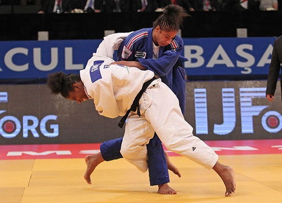 Marie-Eve Gahie beat Fanny Estelle Posvite in an all-French women's under 70kg final