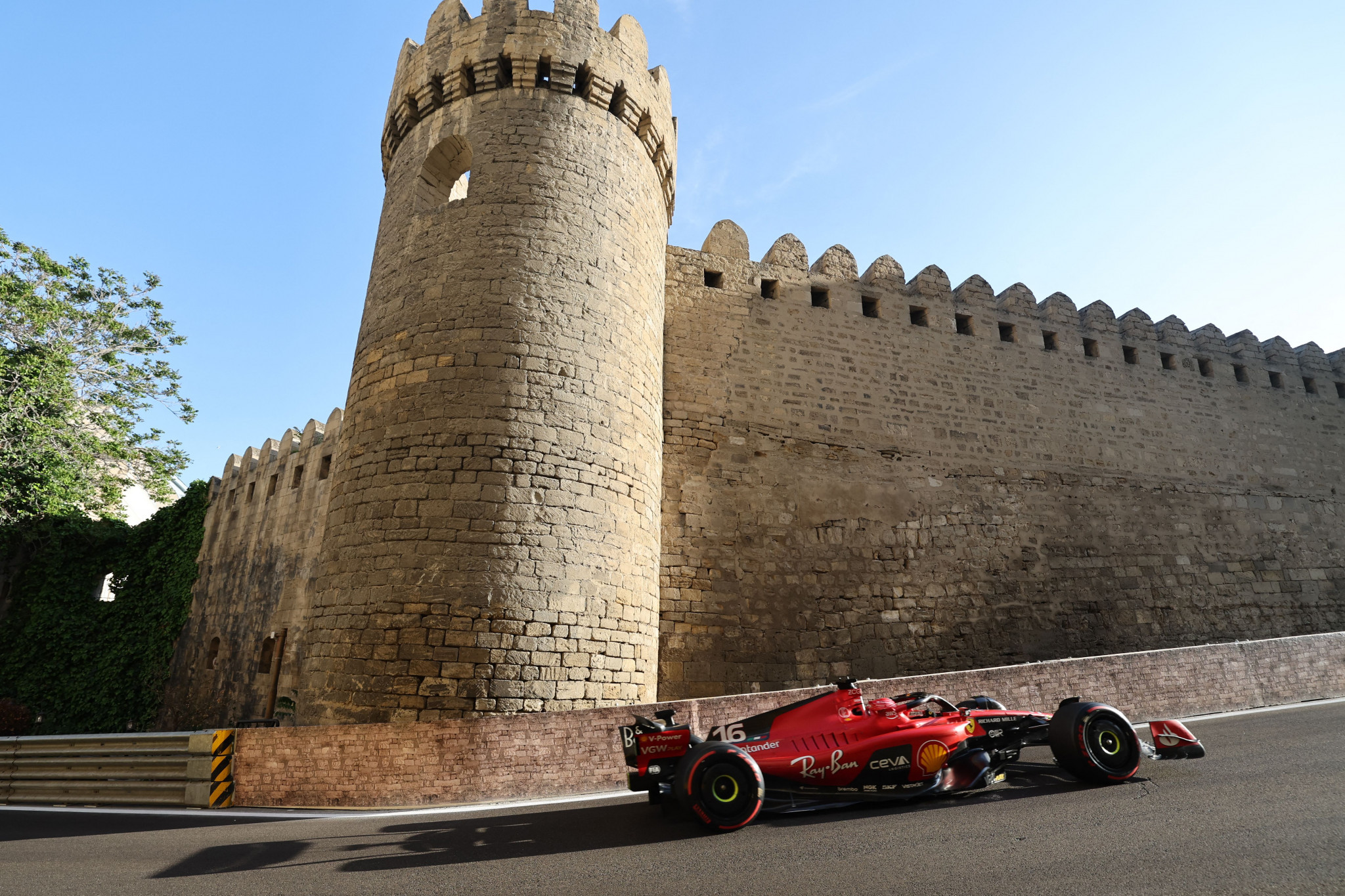 Leclerc clinched pole with his last lap of the qualifying session to ensure he starts his third straight Azerbaijan Grand Prix at the front of the grid ©Getty Images