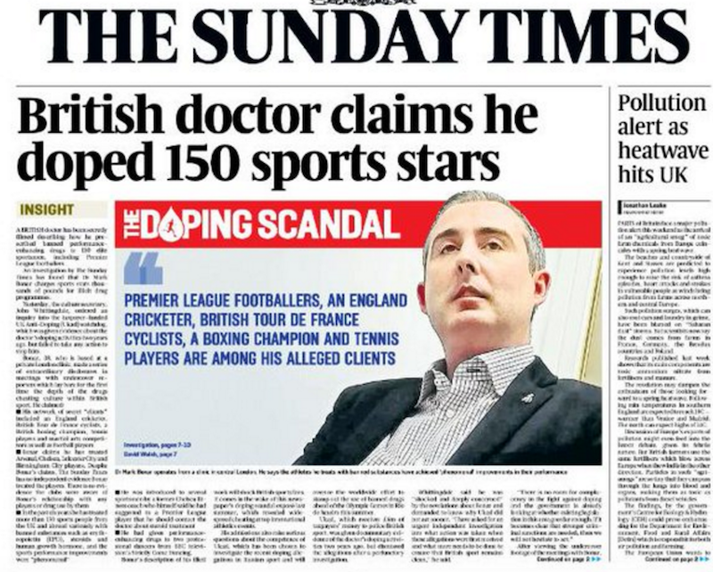 The Sunday Times has claimed that a doctor has helped 150 sportsmen dope illegally ©The Sunday Times