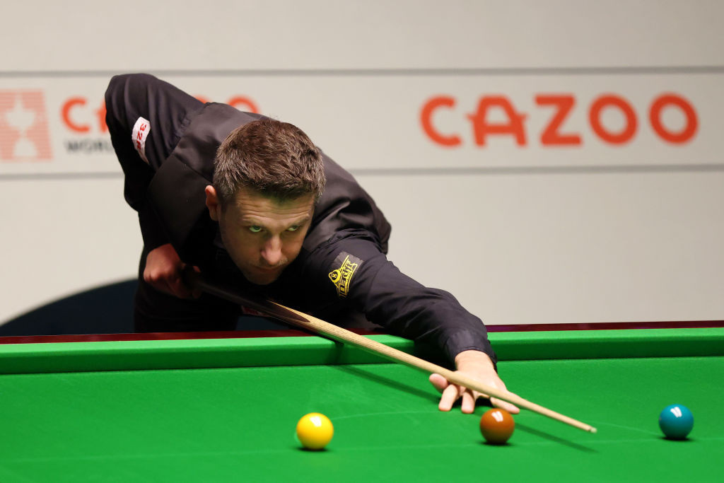 Four-times world champion Mark Selby of England became the first player to score a maximum 147 break in a World Snooker Championship final on the opening day against Belgium's Luca Brecel ©Getty Images