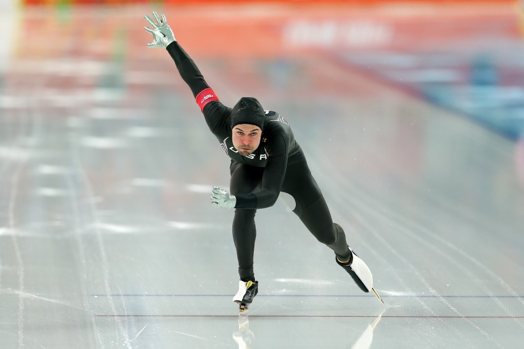 Mitchell Whitmore skating en route to a 27th place finish over 500m at Sochi 2014 ©Getty Images