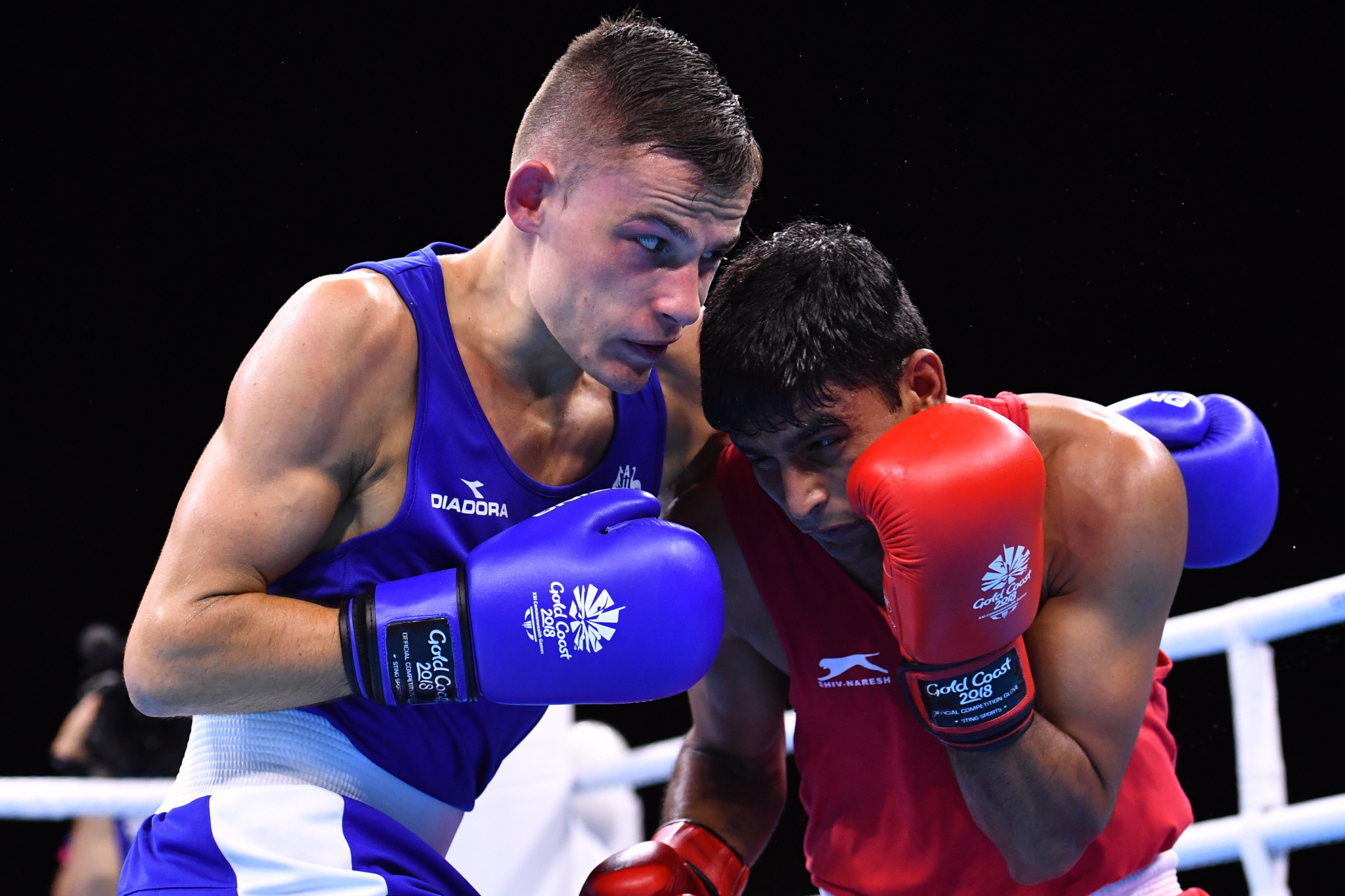 Harry Garside, left, won men's lightweight boxing gold for Australia at their home Commonwealth Games at Gold Coast 2018 ©Getty Images