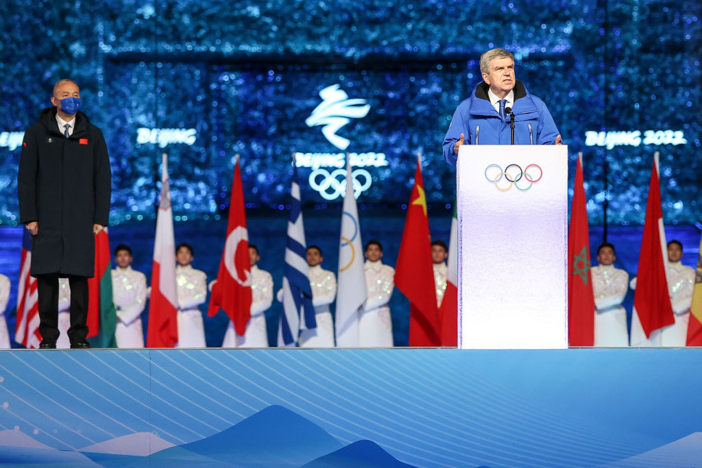 IOC President Thomas Bach, pictured during Beijing 2022, has announced in the Chinese capital that his organisation's share of the Games surplus will go back to China ©Getty Images