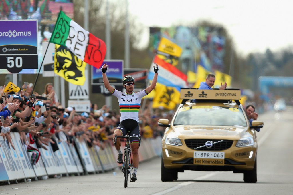 Slovakia's Peter Sagan finished 25 seconds ahead of his nearest challenger to win the men's race at the Tour of Flanders, a victory he dedicated to fallen colleagues Antoine Demoitié and Daan Myngheer ©Getty Images